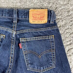 Levis 505 Regular Jeans Women 25 Blue Denim Straight Leg Dark Wash Cotton Casual